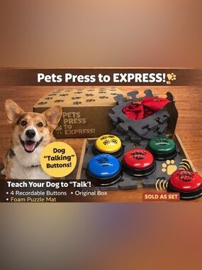 Pets Press to Express Dog Talking Buttons Set 4 Recordable Paw Buttons